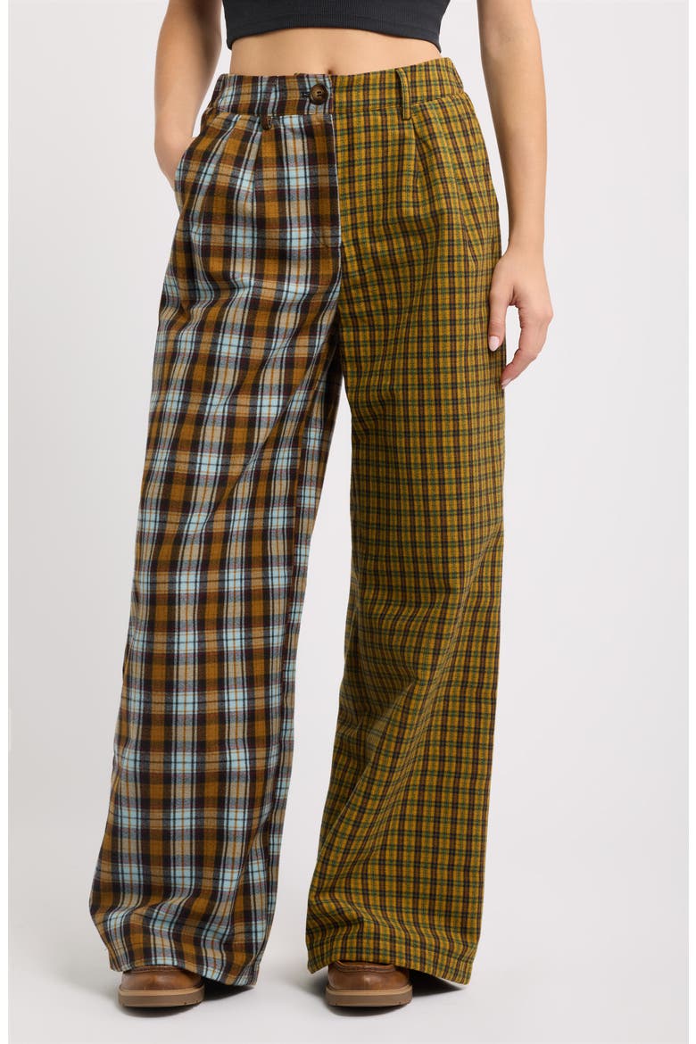 Let's Merge Souls Plaid Wide Leg Pants, Main, color, HALF HALF PLAID