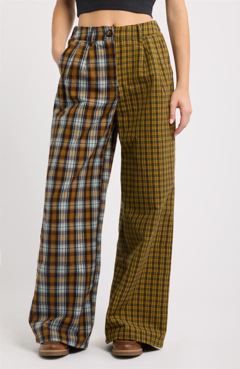 Let's Merge Souls Plaid Wide Leg Pants
