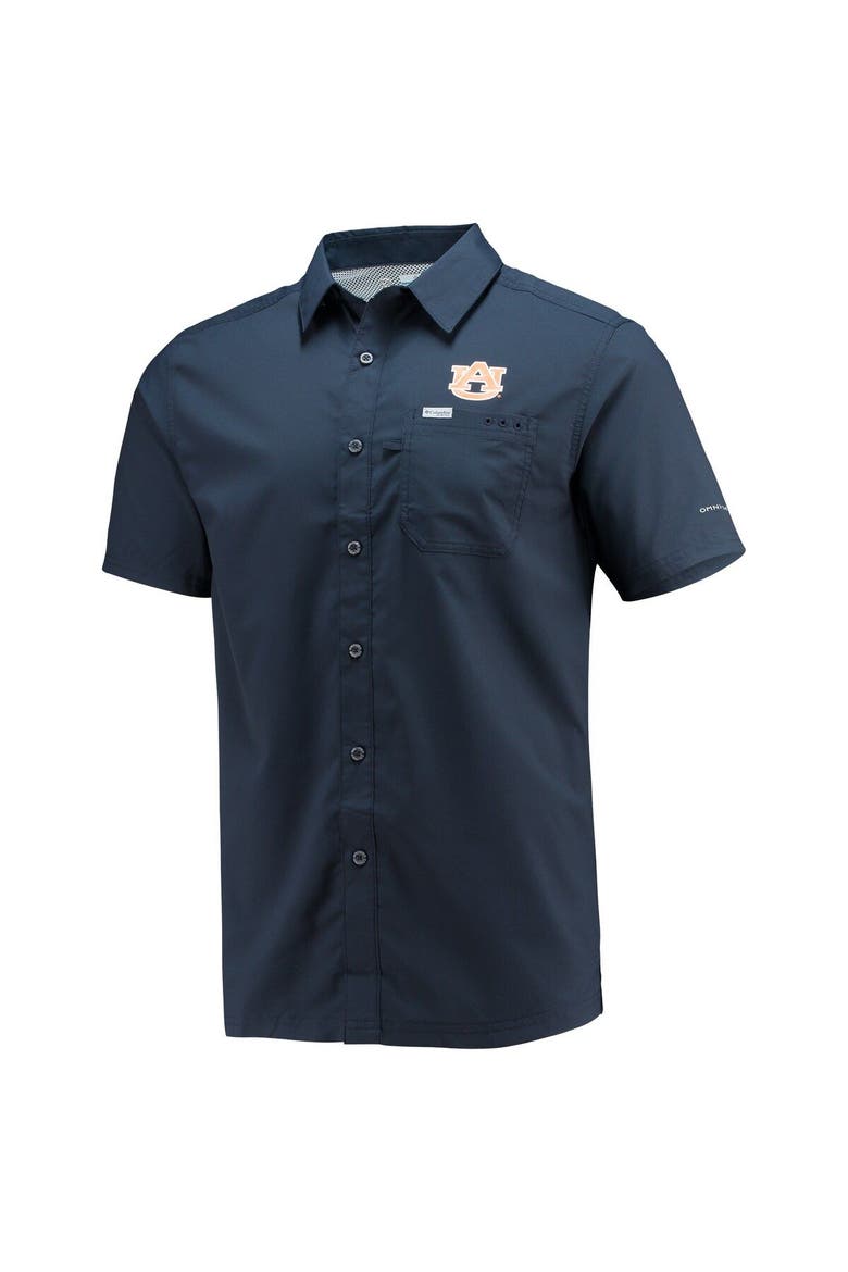 Men's Columbia PFG Navy Auburn Tigers Slack Tide Camp Button-Up Shirt, Alternate, color, Navy