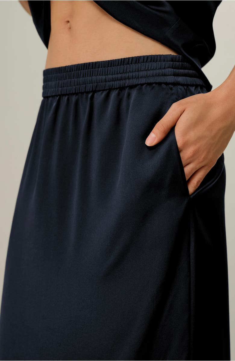 Lilysilk Women's Washable Silk Charmeuse Pull-on Skirt, Alternate, color, Midnight Blue