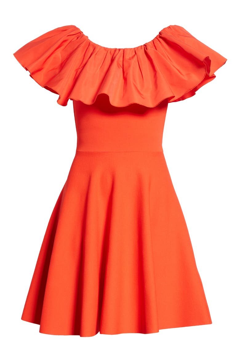 Ruffle Off the Shoulder Minidress, Alternate, color, RED ORANGE