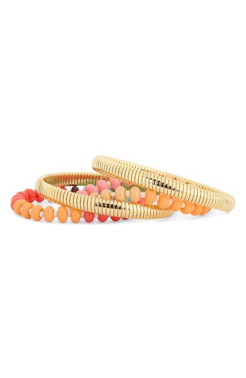 Set of 4 Beaded & Metallic Bracelets