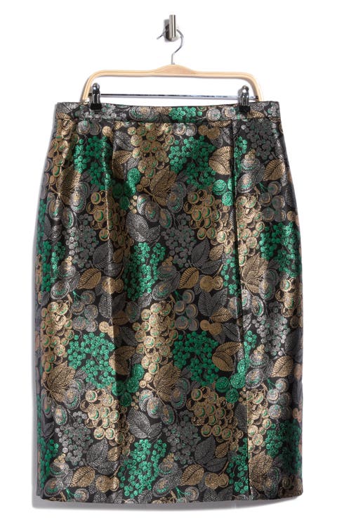 Charlotte Metallic Brocade Midi Skirt