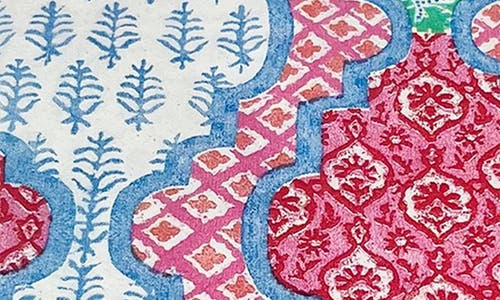 Mariposa Provençal Cotton Pink White Scalloped Cocktail Napkin Set In White