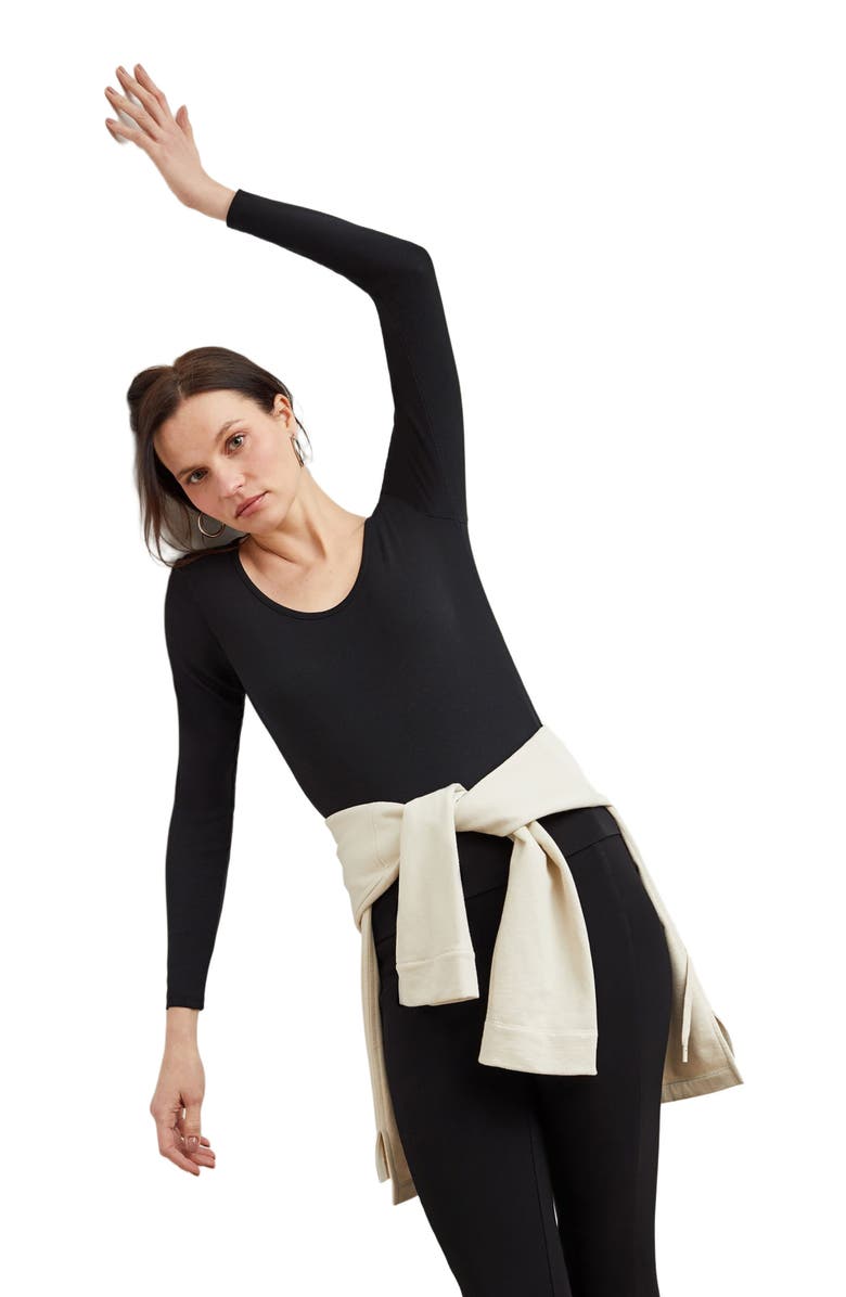 M.M.LaFleur Marcia Ribbed Pima Cotton Layering T-Shirt, Alternate, color, Black