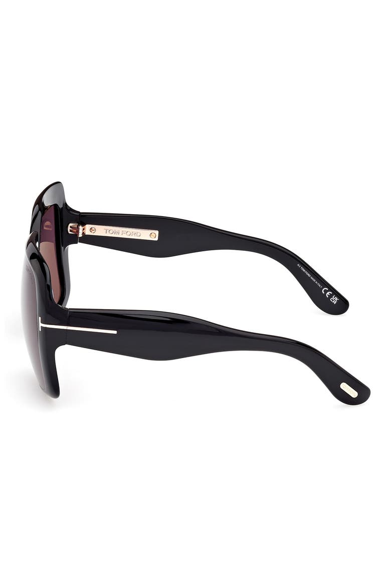 55mm Square Sunglasses, Alternate, color, SHINY BLACK/ SMOKE