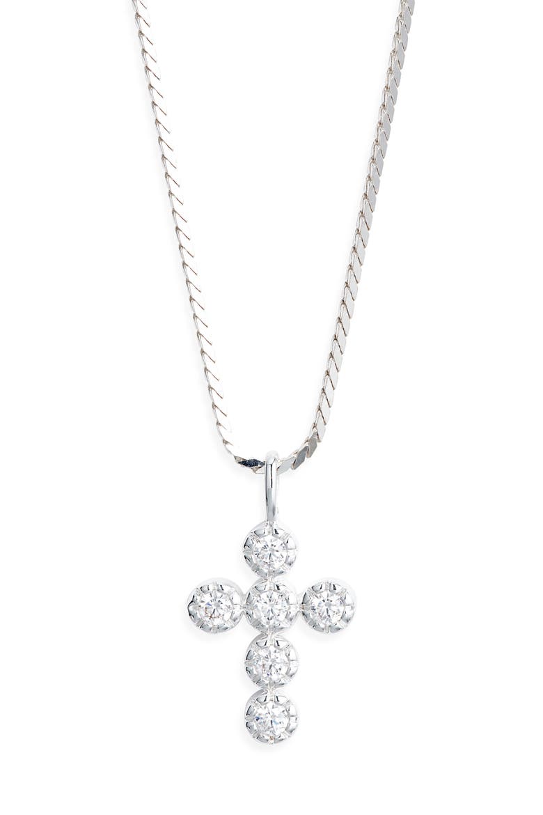 Eternal Cubic Zirconia Cross Pendant Necklace, Main, color, SILVER
