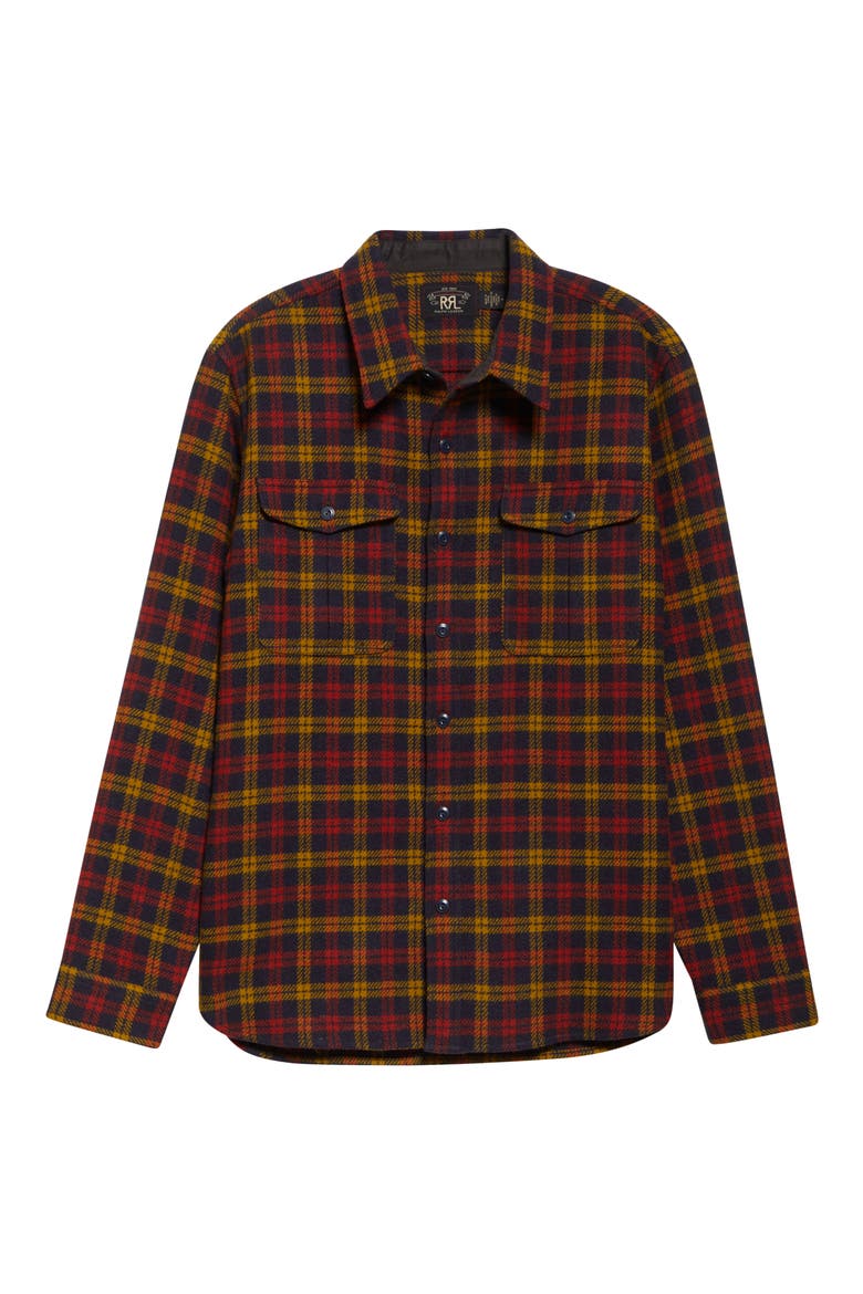 Walker Plaid Wool Flannel Work Shirt, Alternate, color, RED/ YELLOW
