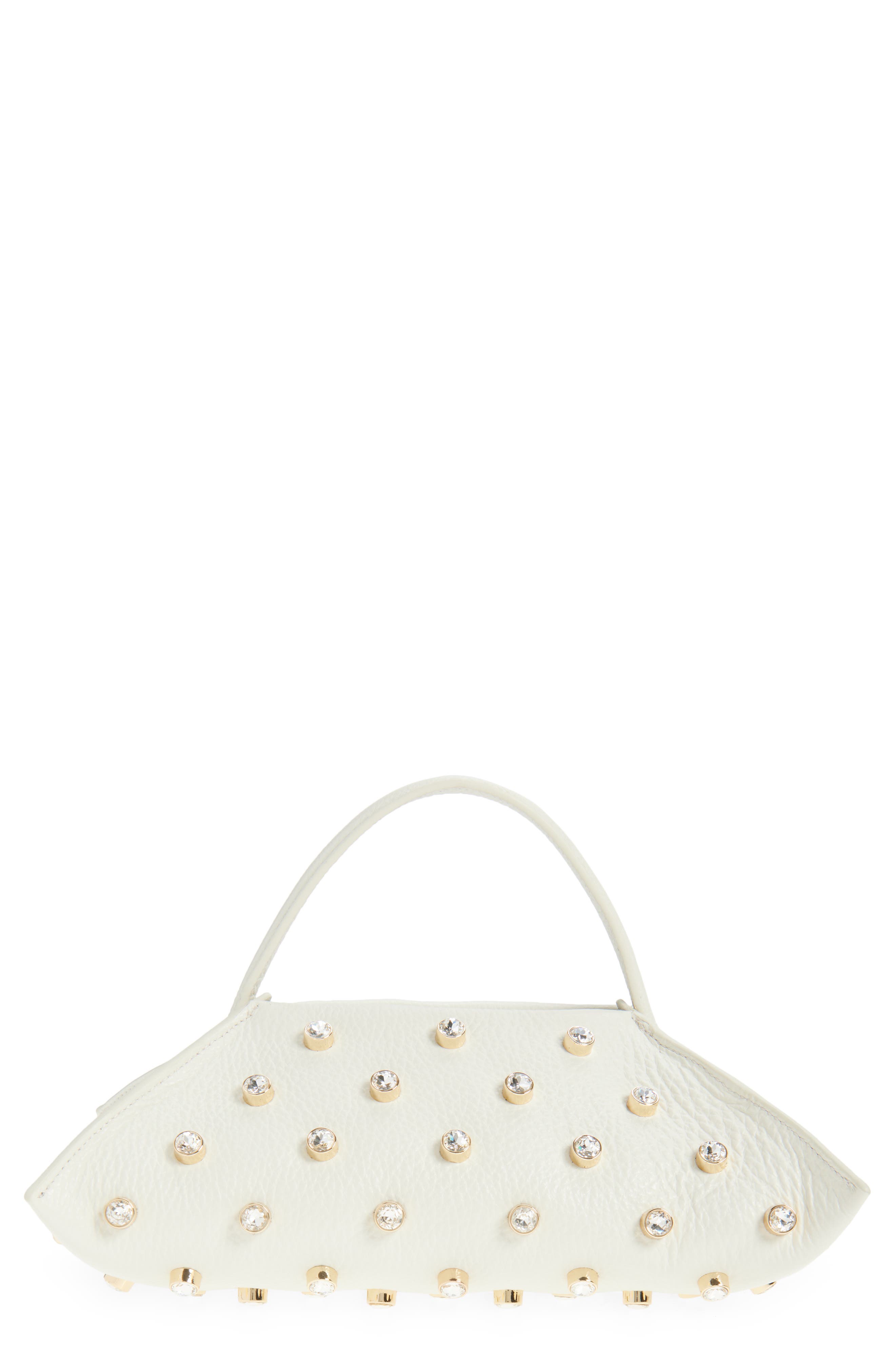 Altuzarra Origami East/West Baguette Bag, Main, color, 380102 Ivory/ Crystal