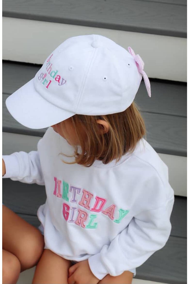 Birthday Girl Twill Bow Baseball Hat, Alternate, color, White