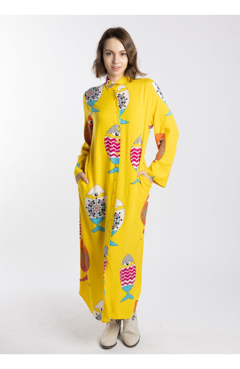 Le Fafo Silla Dress, Main, color, Yellow Printed