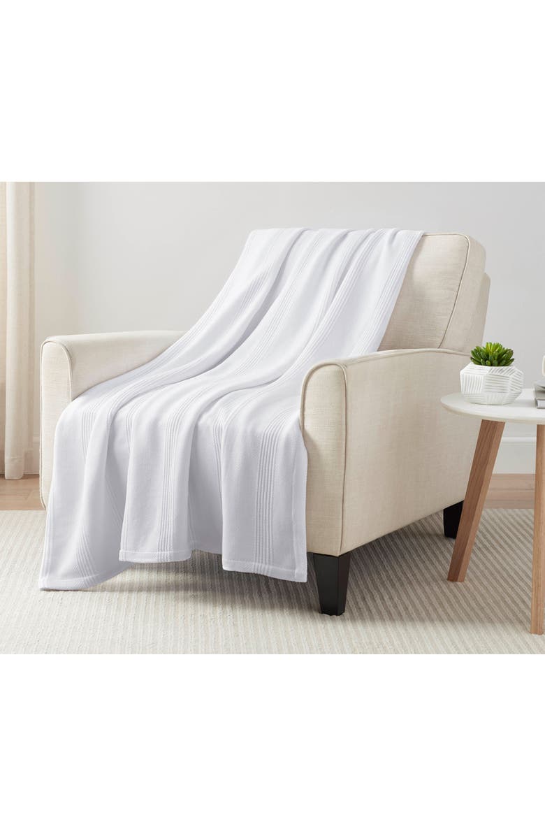 Vellux Textured Cotton Throw Blanket, Alternate, color, White