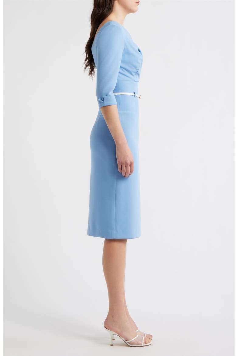 Belted Drape Neck Sheath Dress, Alternate, color, MINERAL