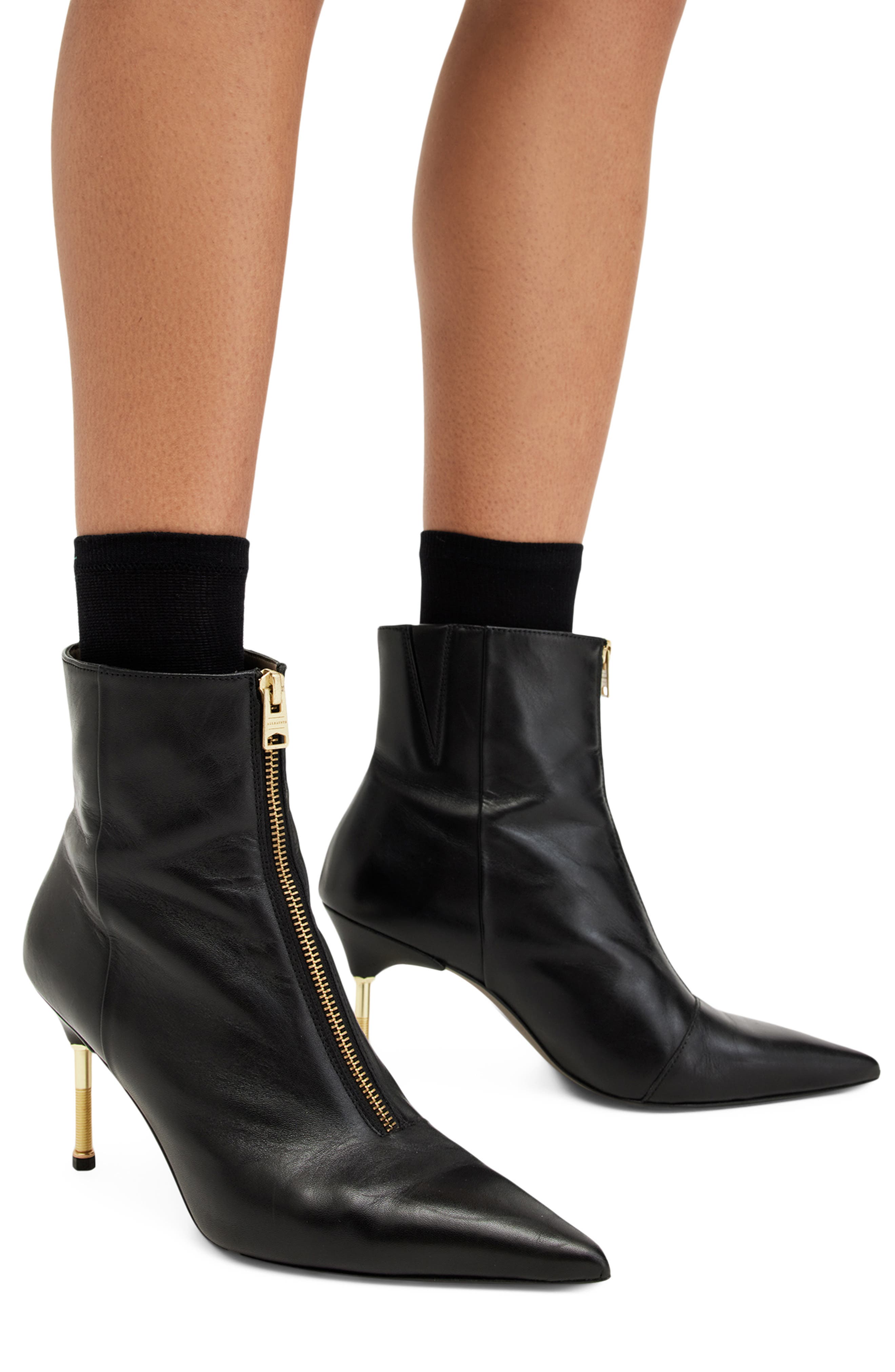 AllSaints Natasha Bootie, Alternate, color, Black/Warm Brass