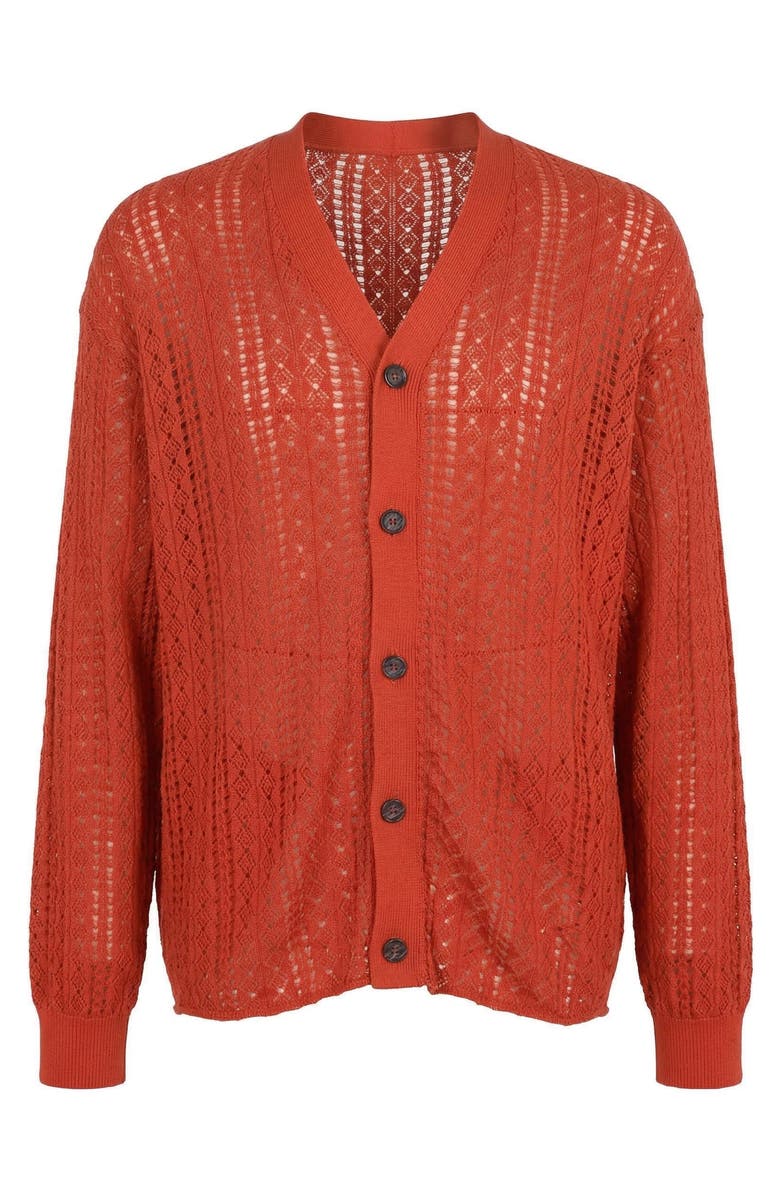 Modenaire Open Knit Textured Cardigan, Alternate, color, Rust Orange
