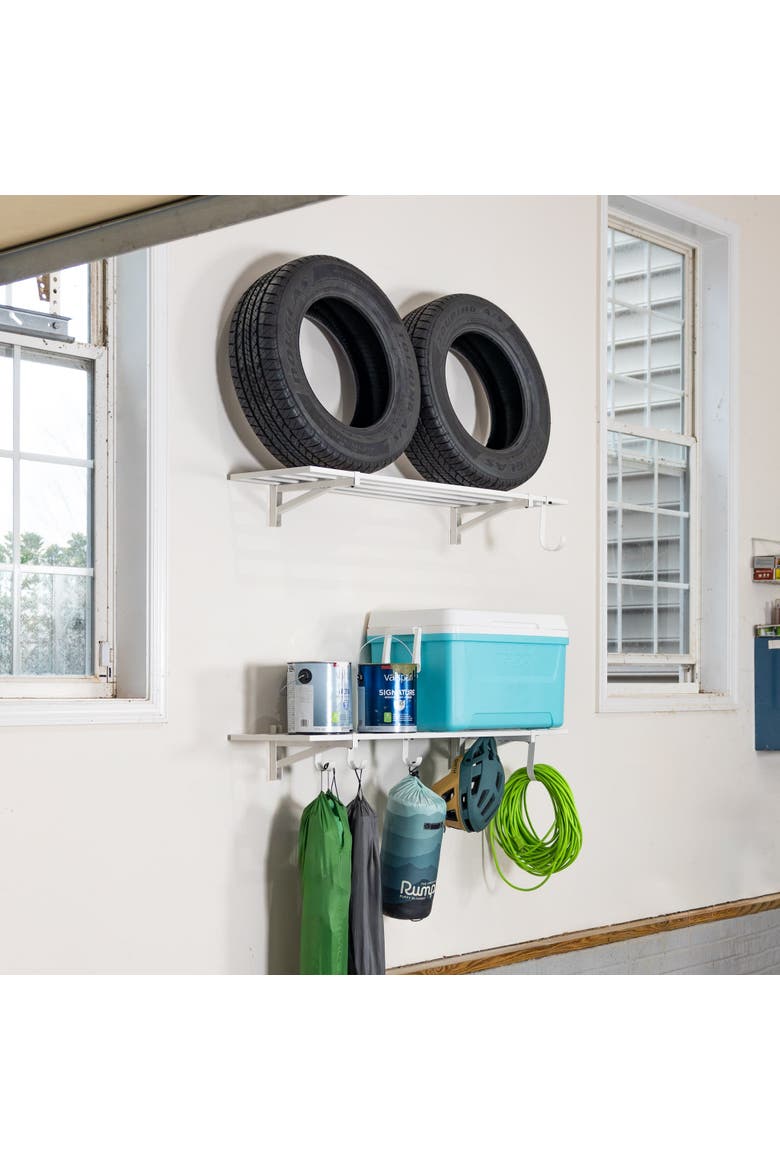1' x 4' Bristol Garage Wall Mount Shelves - 2 Pack - White, Alternate, color, White
