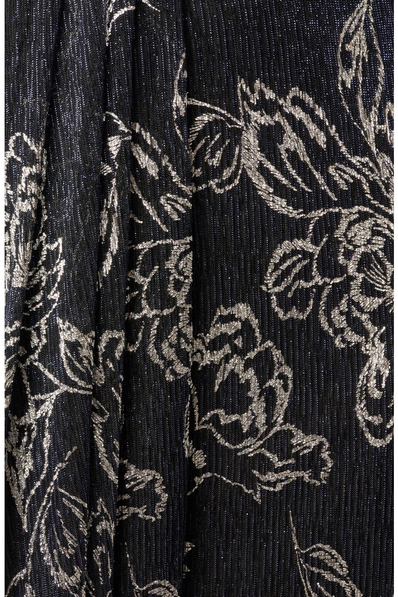 Print Metallic Crinkle Sleeveless Dress, Alternate, color, BLACK/ GUNMETAL