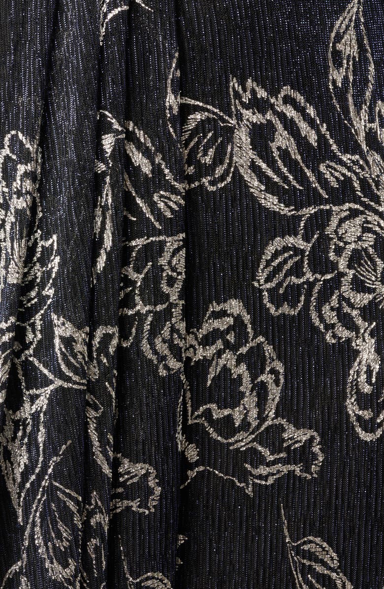 Adrianna Papell Print Metallic Crinkle Sleeveless Dress, Alternate, color, Black/ Gunmetal