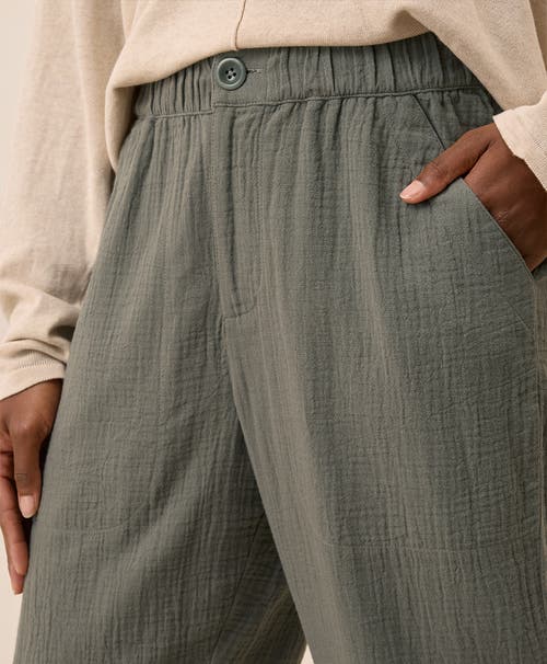 Pact Organic Cotton Coastal Double Gauze Rolled Cuff Pant In Gray