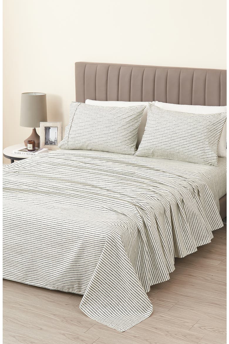 Stripe Microfiber Sheet Set, Alternate, color, DARK GREY