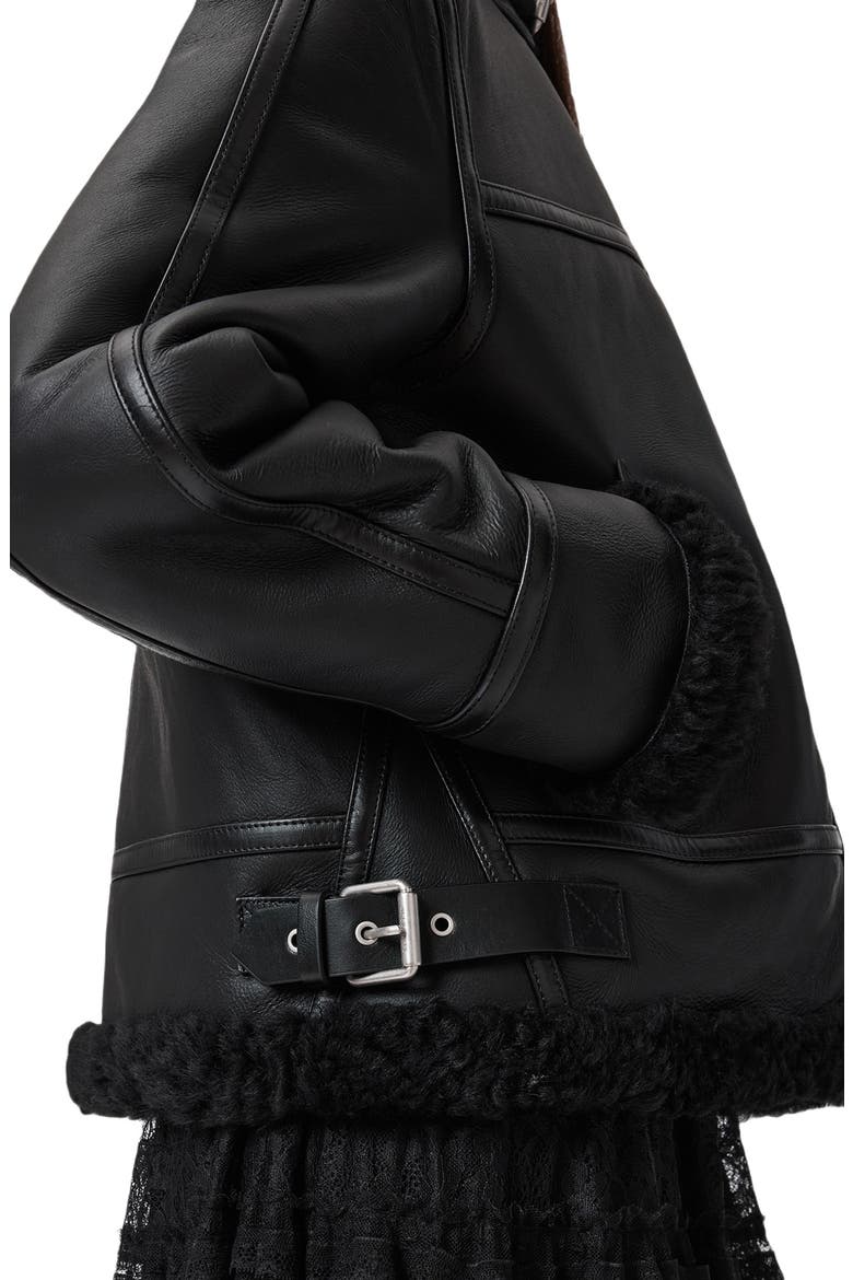Lorel Leather & Genuine Shearling Flying Jacket, Alternate, color, BLACK/ BLACK