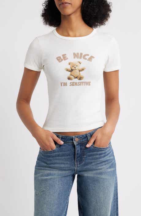 Be Nice Bear Graphic Baby Tee