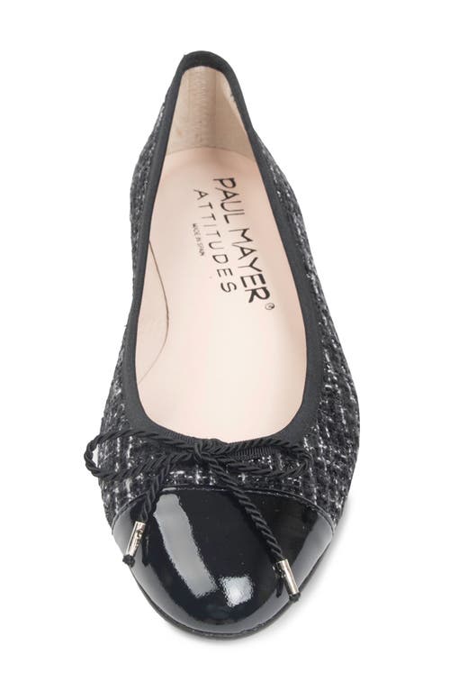 Paul Mayer Luxe Tweed Cap Toe Ballet Flat In Black