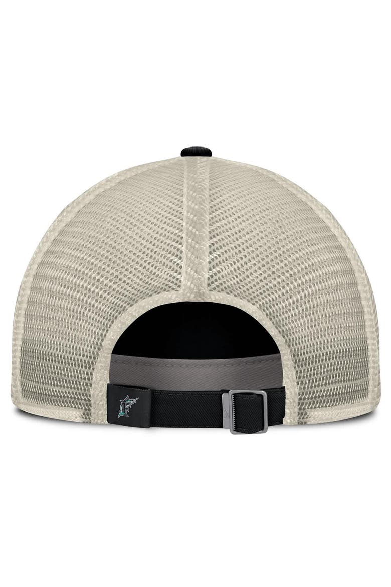 Men's Nike Black/Natural Florida Marlins Cooperstown Collection Club Trucker Adjustable Hat, Alternate, color, Black