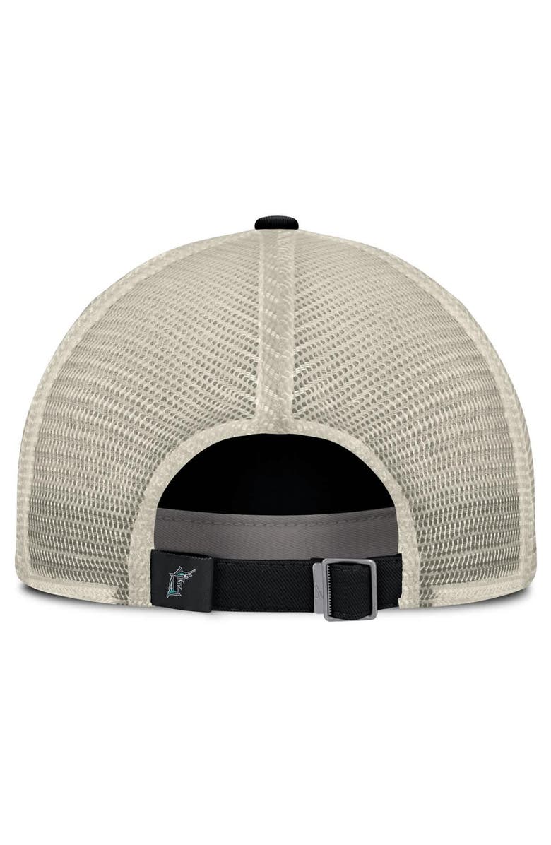 Nike Men's Nike Black/Natural Florida Marlins Cooperstown Collection Club Trucker Adjustable Hat, Alternate, color, Black