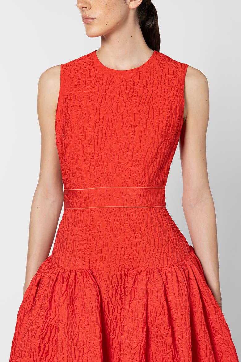 Aya Cloque Midi Dress, Alternate, color, Rouge