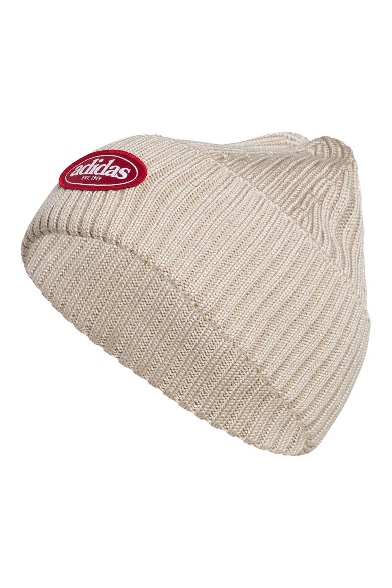 Roam Rib Knit Beanie, Main, color, ALUMINA GREY/ RED/ WHITE