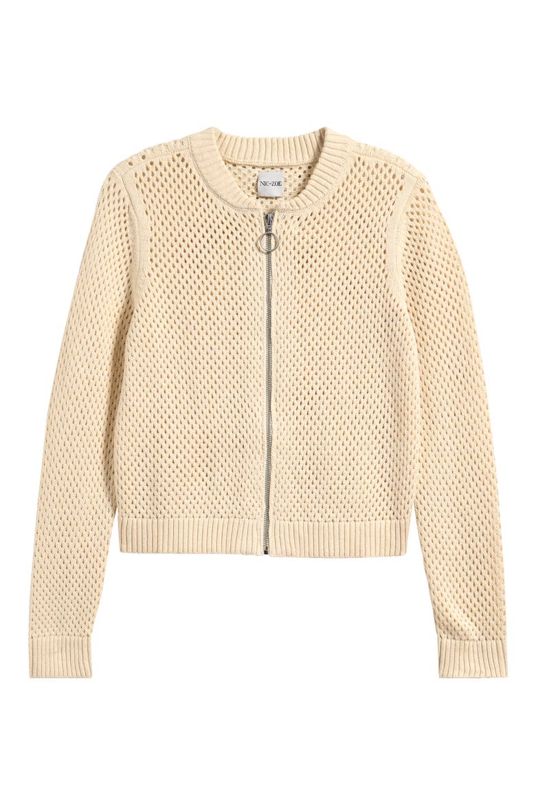 Zip Front Knit Cardigan, Alternate, color, CLASSIC CREAM