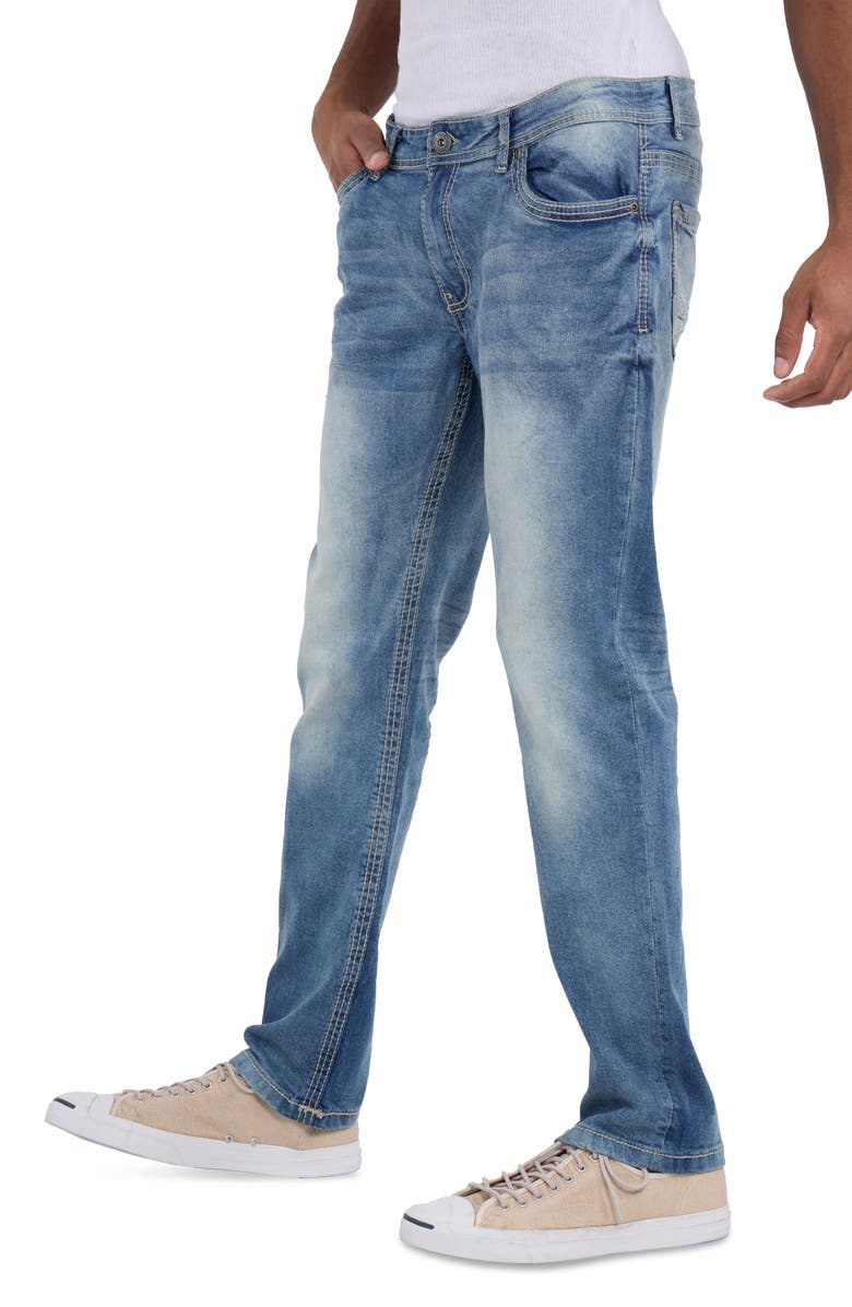 XRAY Saddle Stitch Stretch Straight Leg Jeans, Alternate, color, Vintage Blue