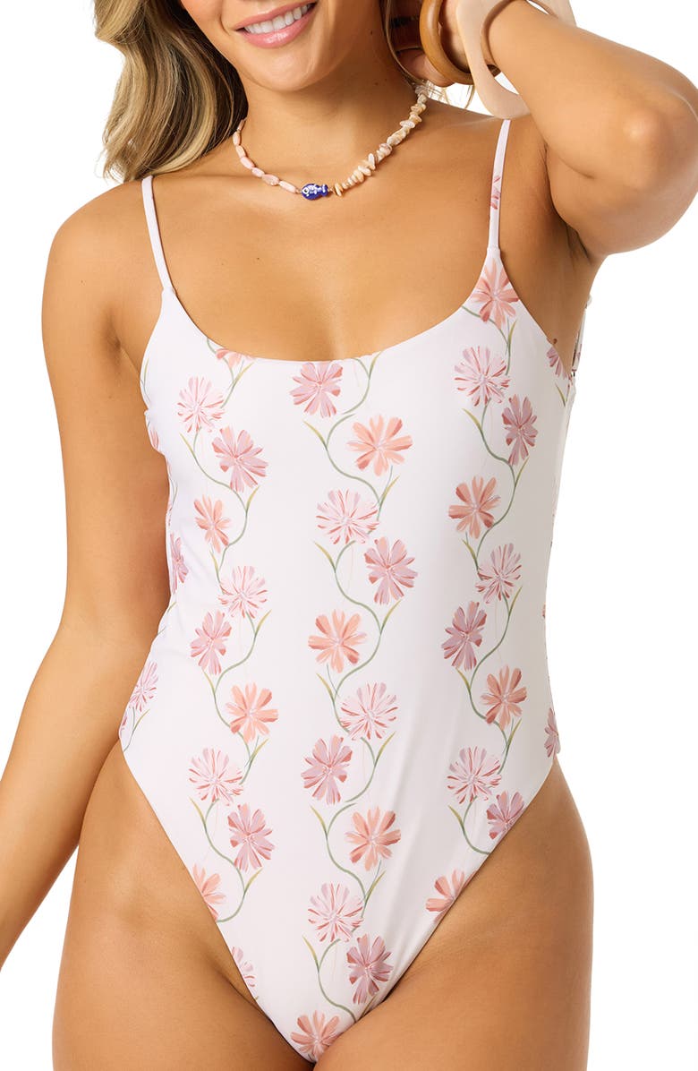 O'Neill Ivy Floral Marine One-Piece Swimsuit, Alternate, color, Tofu