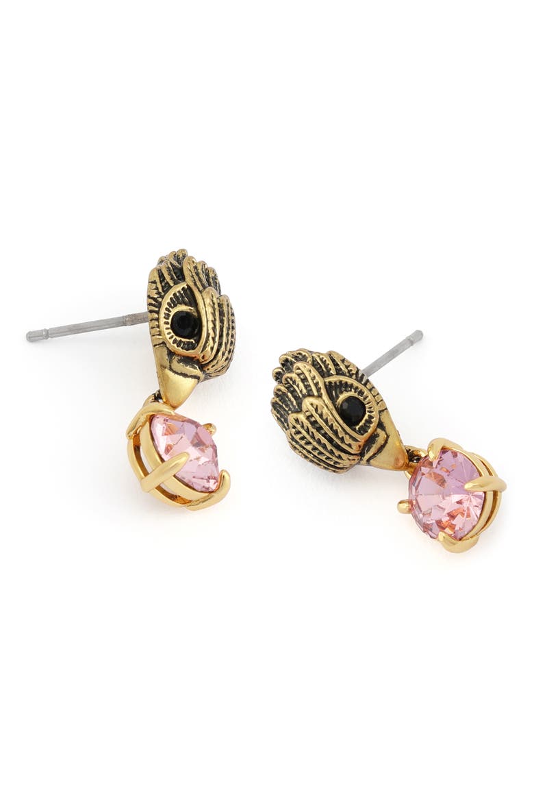 Small Eagle Stone Drop Earrings, Alternate, color, PINK