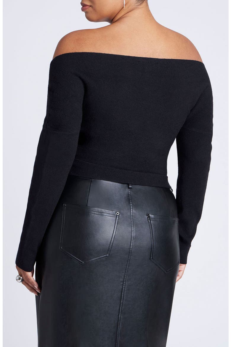 Wrap Front Cropped Sweater, Alternate, color, BLACK ONYX