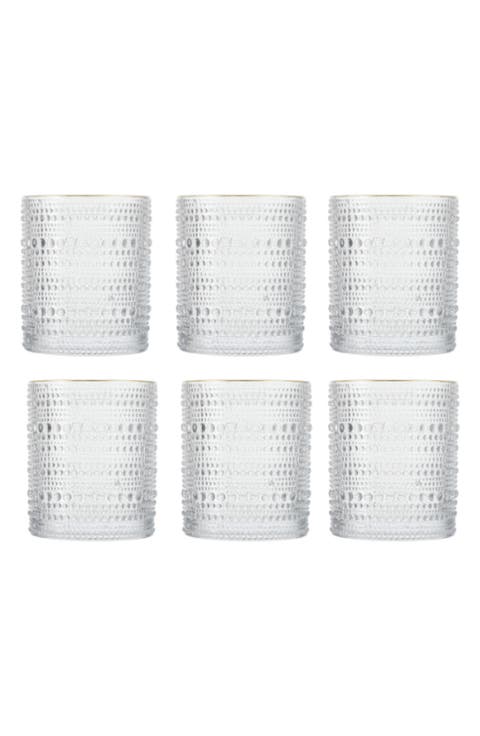 Jupiter Set of 6 Gold Rim Double Old Fashioned Glasses