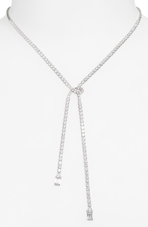 Nordstrom Cubic Zirconia Knotted Tennis Y-necklace In Metallic
