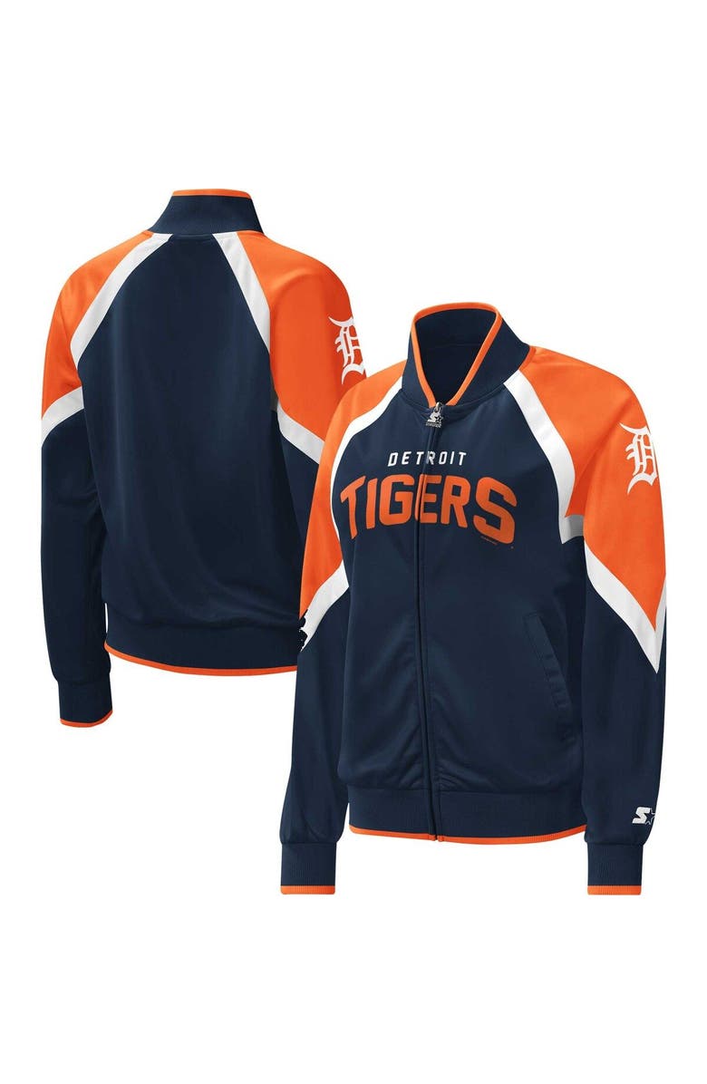 STARTER Women's Starter Navy Detroit Tigers Touchdown Raglan Full-Zip Track Jacket, Alternate, color, 