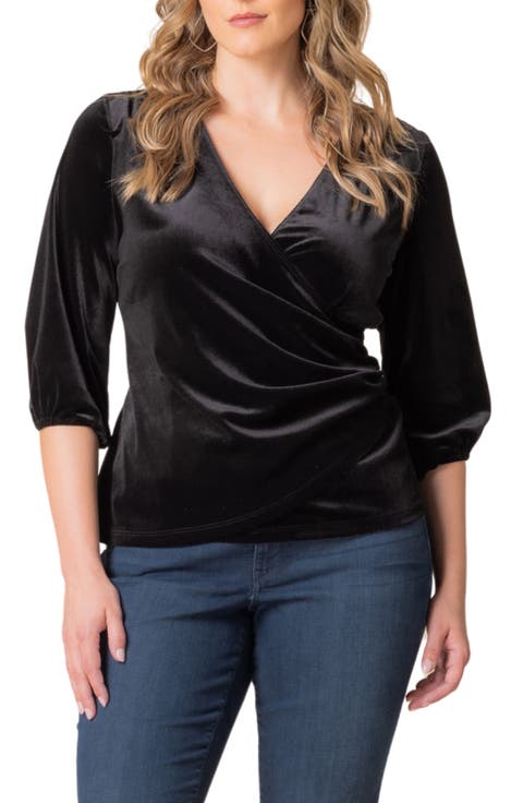 Odette Velvet Faux Wrap Top (Plus)