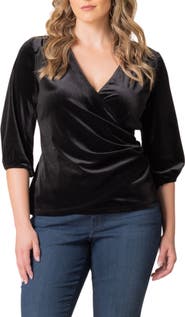 Kiyonna Odette Velvet Faux Wrap Top
