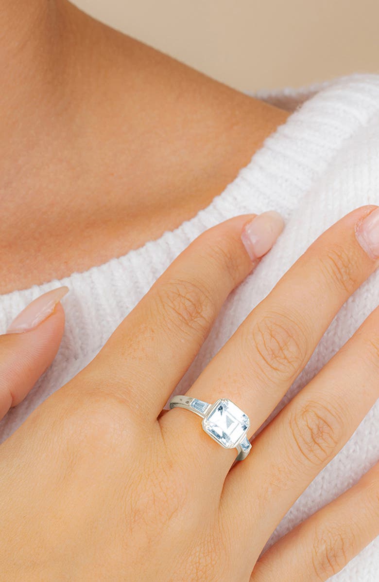 Sterling Forever Asscher-Cut Cubic Zirconia Ring, Alternate, color, Silver