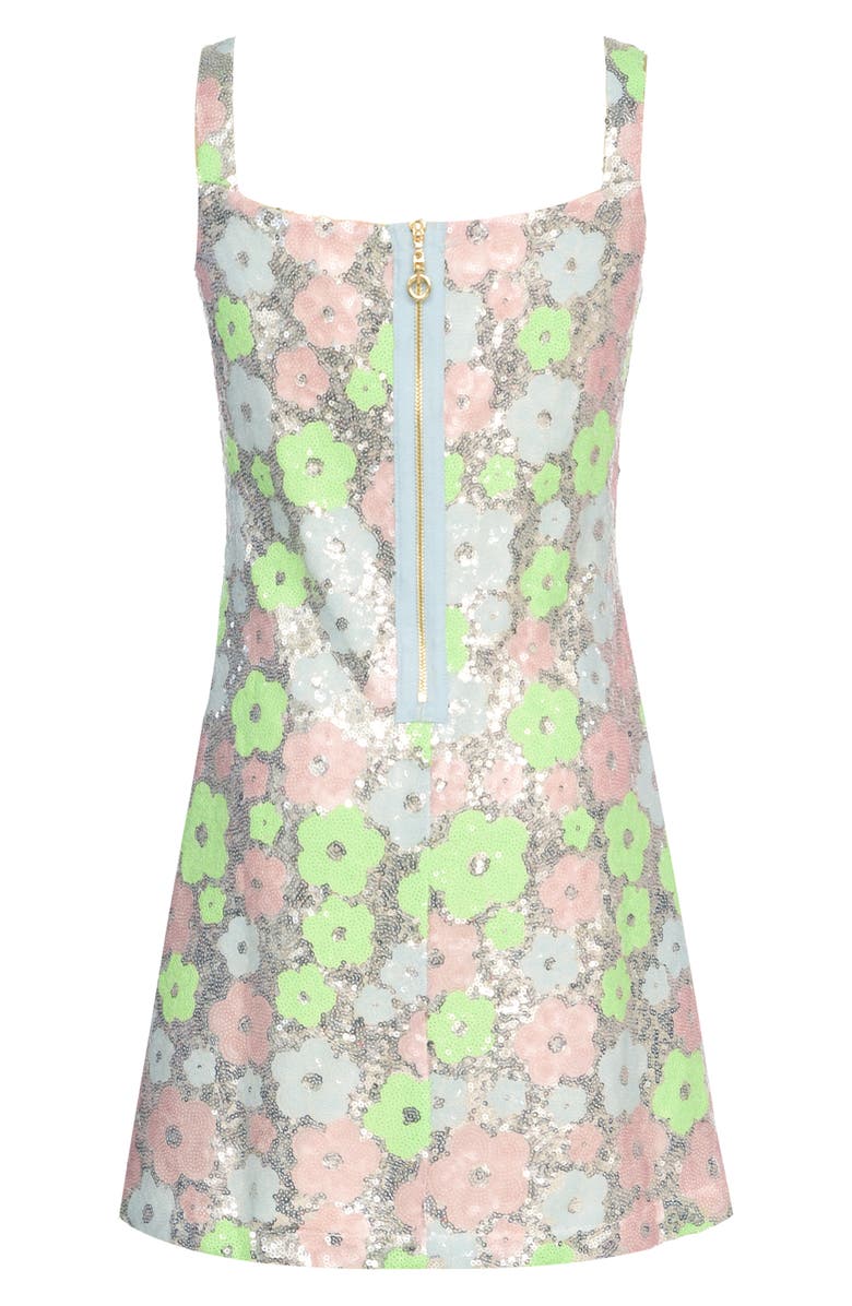 Hannah Banana Kids' Flower Sequin Dress, Alternate, color, Silver Multi