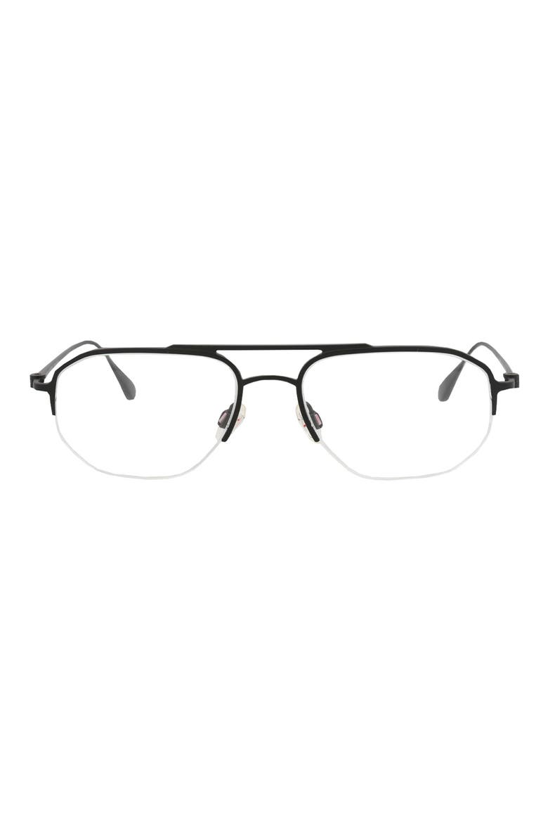 53mm Half Rim Optical Glasses, Main, color, BLACK BLACK TRANSPARENT