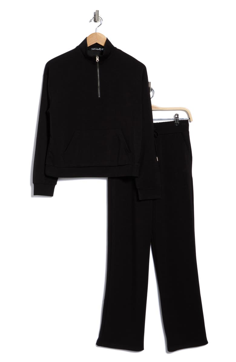 Tart Paxe Scuba Knit Half Zip Pullover & Pants Lounge Set, Alternate, color, Black