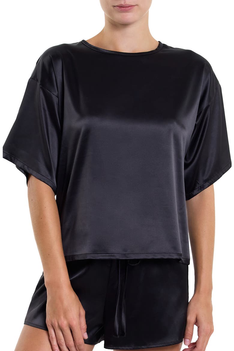 Satin Sleep Top, Main, color, BLACK