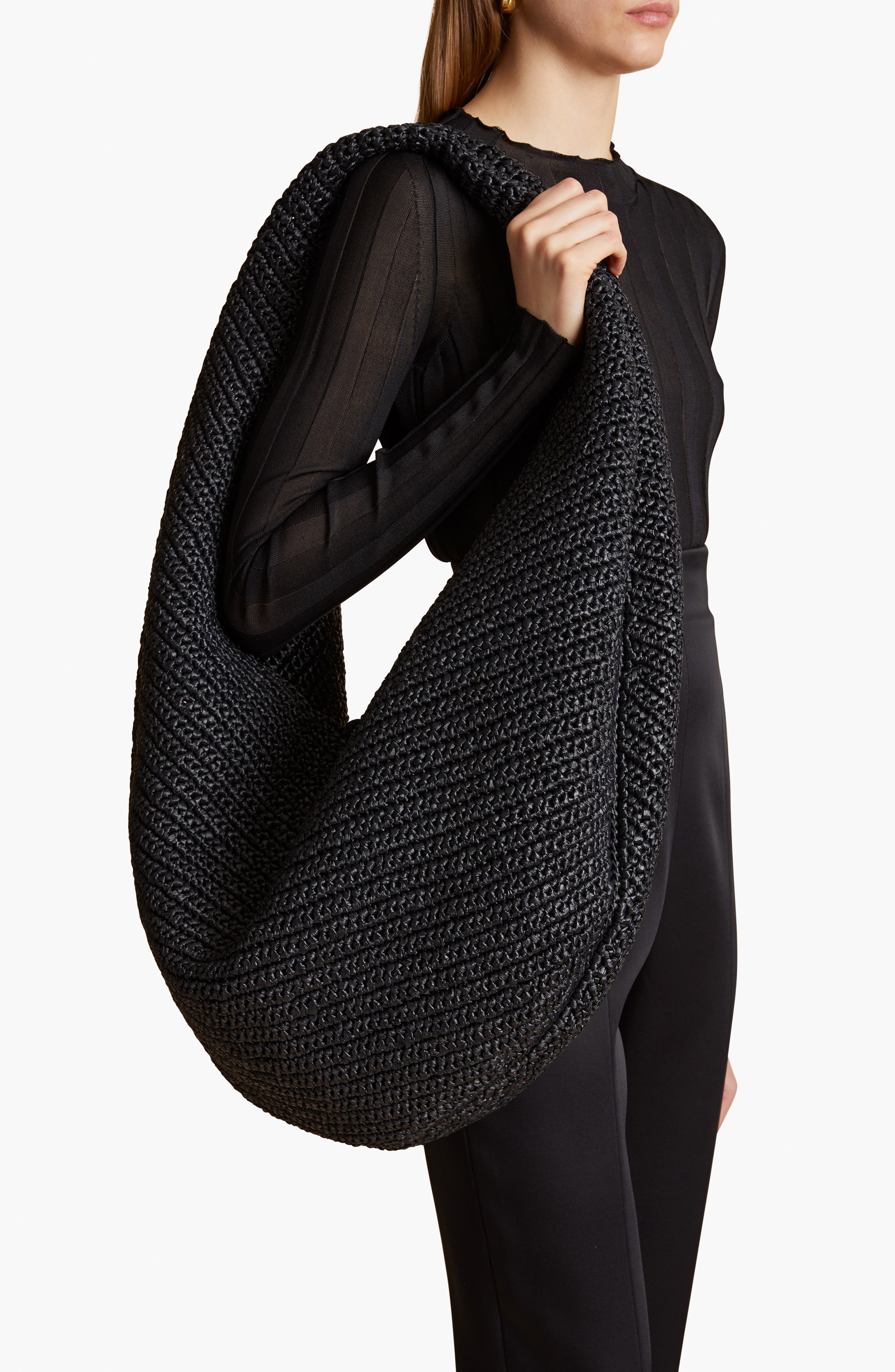 Khaite Large Olivia Woven Palm Hobo Bag, Alternate, color, 