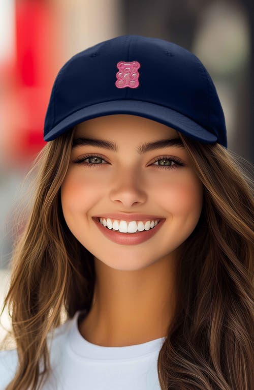 Dalix Pink Gummy Embroidered Casual Cap In Navy Blue