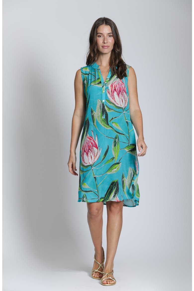 Sleeveless Shift Dress, Alternate, color, TURQUOISE MULTI