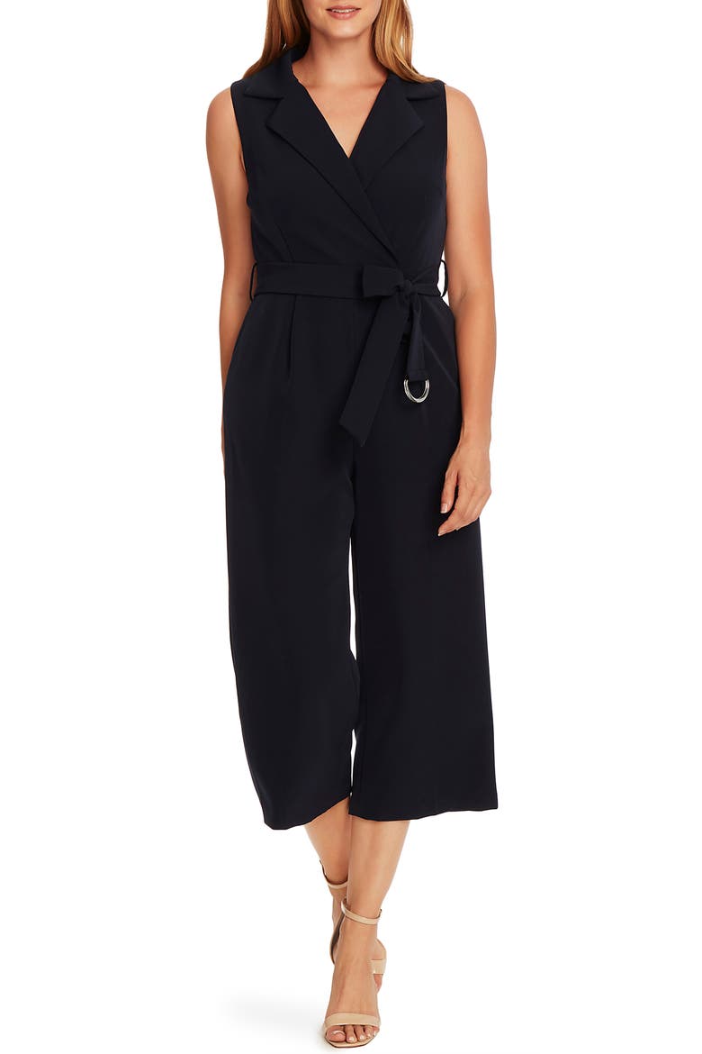 Notch Lapel Belted Jumpsuit, Main, color, NIGHT NAVY